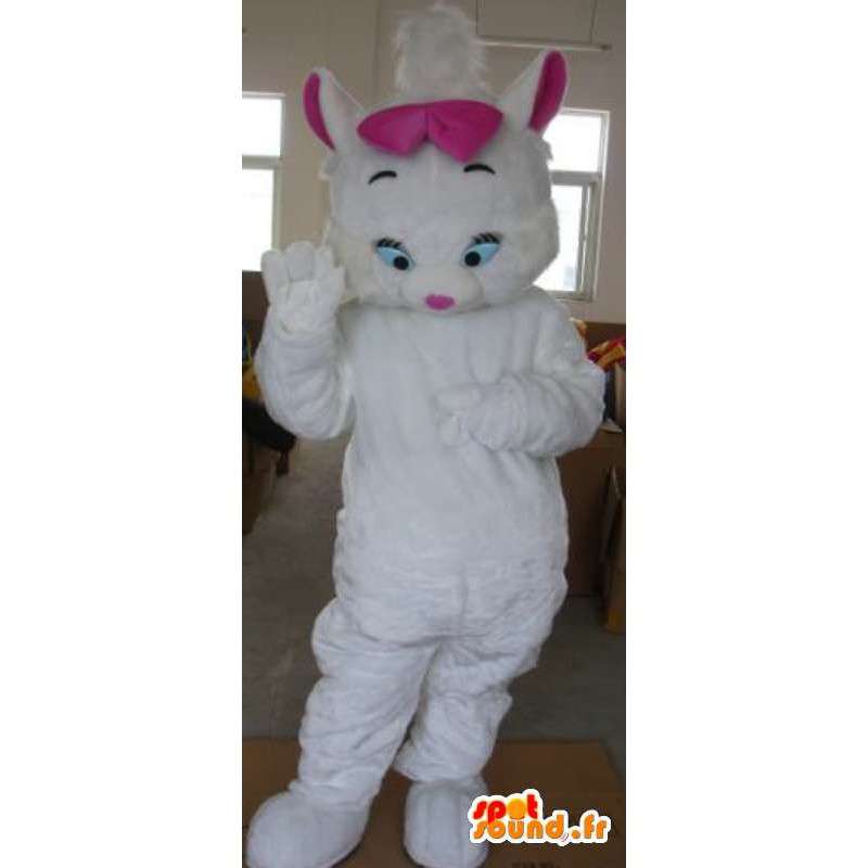 Plüsch-Katze Kostüm - Kostüm mit rosa Schleife - MASFR001161 - Katze-Maskottchen