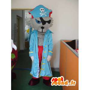 Lupo mascotte pirata - costume del pirata con accessori - MASFR001164 - Mascotte lupo