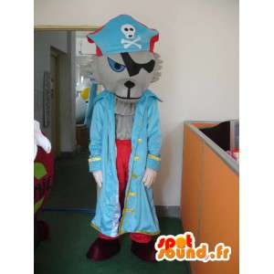 Mascotte de loup pirate - Déguisement avec accessoires de pirates - MASFR001164 - Mascottes Loup