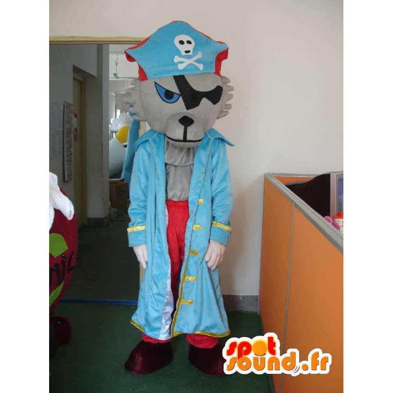 Mascotte de loup pirate - Déguisement avec accessoires de pirates - MASFR001164 - Mascottes Loup