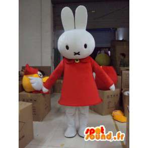 Mascotte de lapin blanc avec robe- Déguisement en peluche avec robe - MASFR001166 - Mascotte de lapins