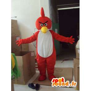 Mascot Angry Birds - Pájaro rojo y blanco - Estilo de juego águila - MASFR00608 - Mascota de aves