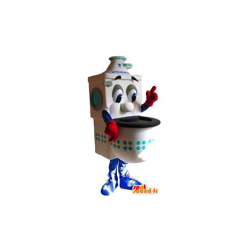 Mascot toilet bowl with red gloves - MASFR001434 - Mascots of objects