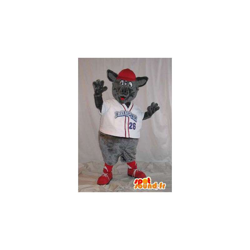 Mascotte de rat vêtu d'un t-shirt à col en ‘V’ blan - MASFR001496 - Mascottes Animaux domestiques