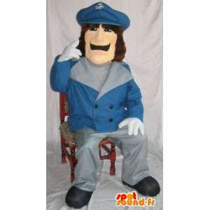 Mascot policeman wearing a blue jacket crest - MASFR001499 - Human mascots