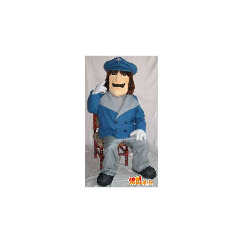 Mascot policeman wearing a blue jacket crest - MASFR001499 - Human mascots