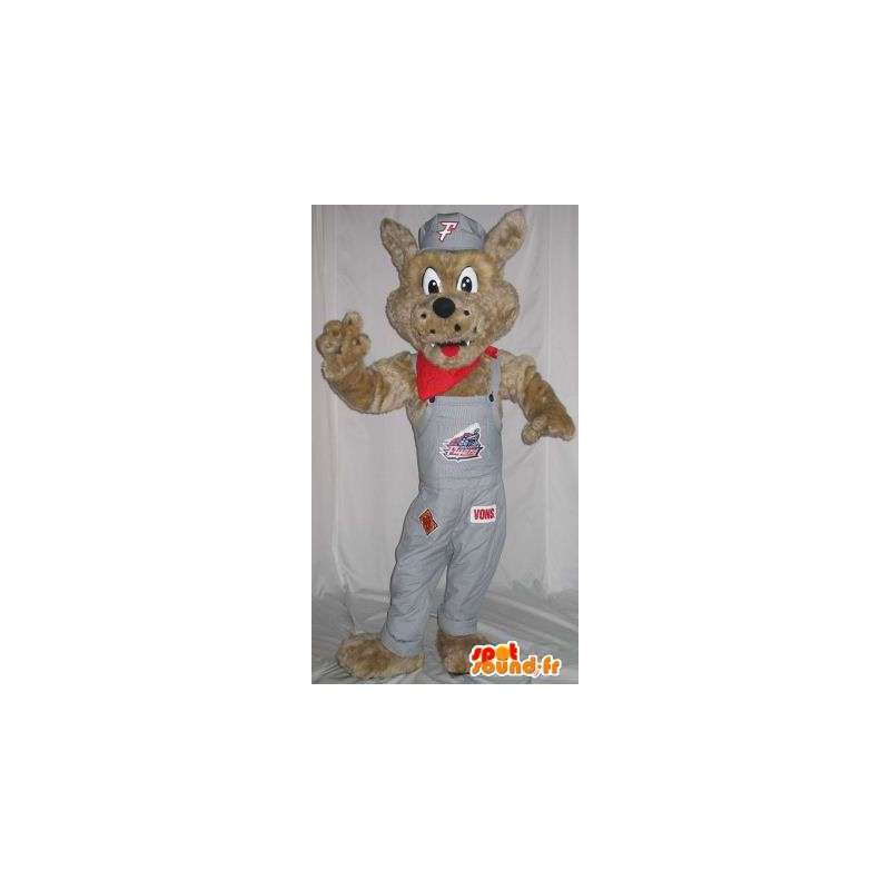Mascot Fuchs mit grauen Overall - Alle Größen - MASFR001501 - Maskottchen-Fox