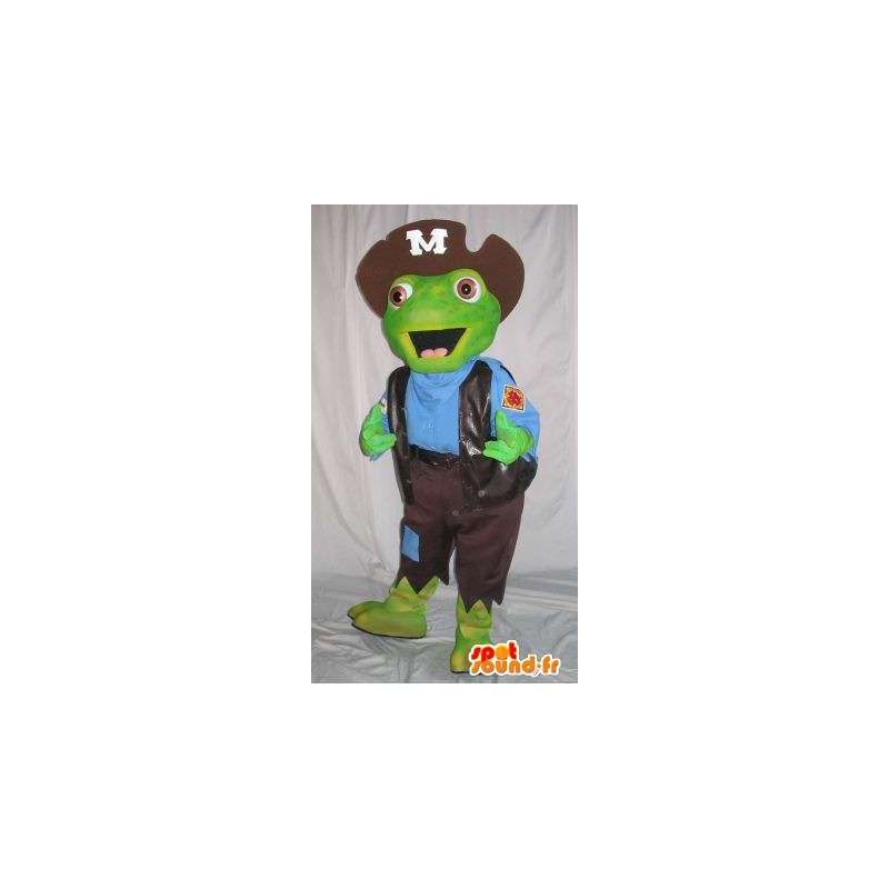海賊に扮した緑のヒキガエルのマスコット-任意のサイズ-MASFR001503-海賊のマスコット