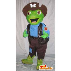 Green toad mascot dressed as a pirate - Any size - MASFR001503 - Mascottes de Pirate