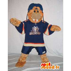 Mascotte phoque en tenue de sport bleu de nuit - MASFR001504 - Mascottes Phoque