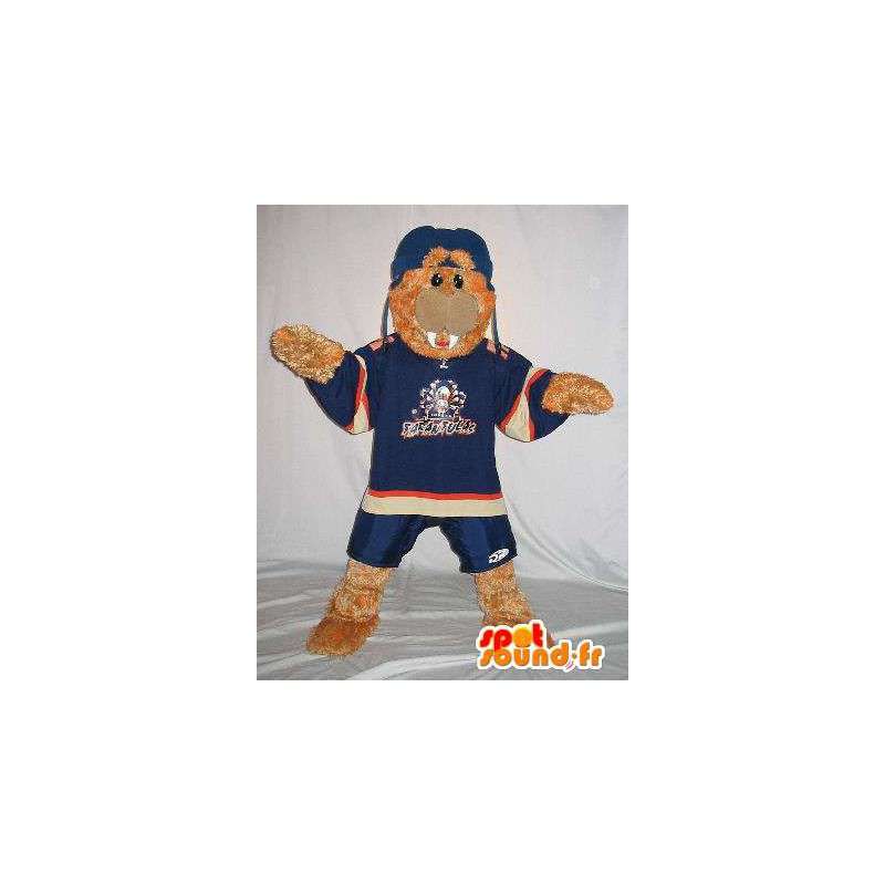 Mascotte phoque en tenue de sport bleu de nuit - MASFR001504 - Mascottes Phoque