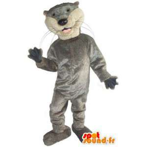 Mascot gato gris sólo los de base y el deporte - MASFR001523 - Mascotas gato