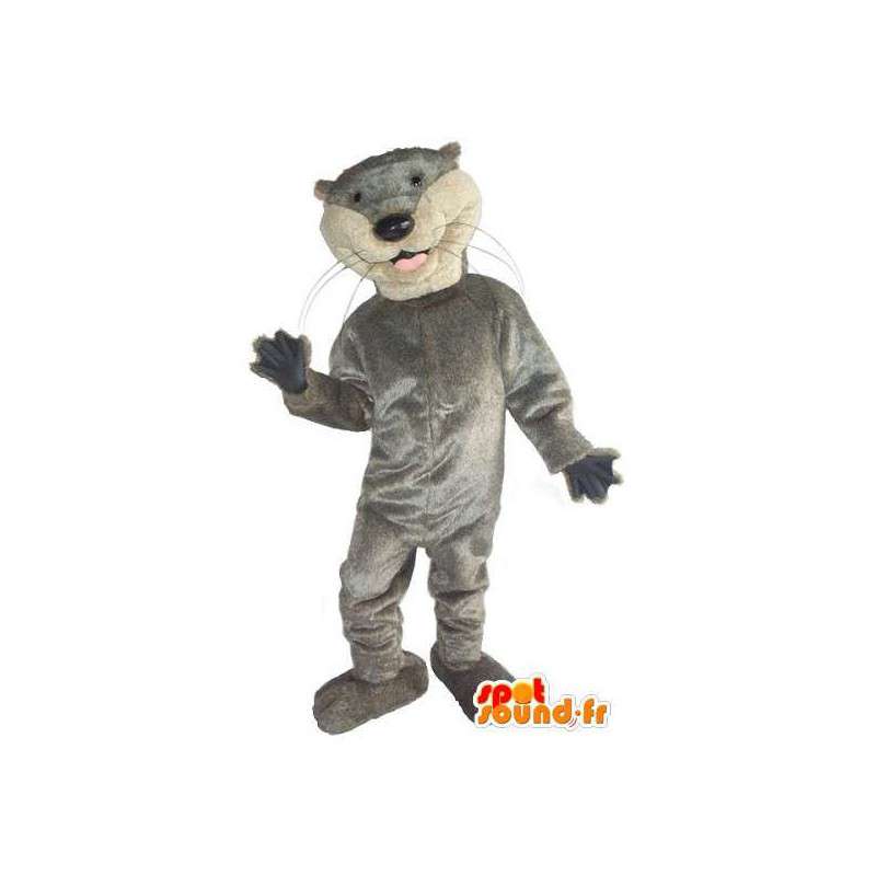 Mascotte de chat gris simplement basique et sportif - MASFR001523 - Mascottes de chat