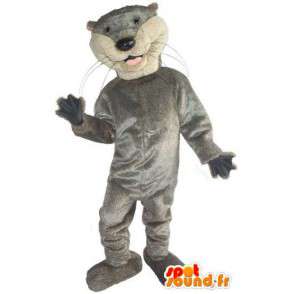 Mascotte de chat gris simplement basique et sportif - MASFR001523 - Mascottes de chat