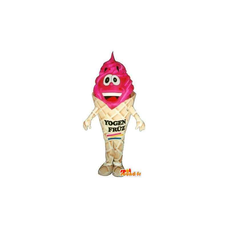 Mascot kegel ijs rood fruit - kwaliteit Disguise - MASFR001528 - Fast Food Mascottes