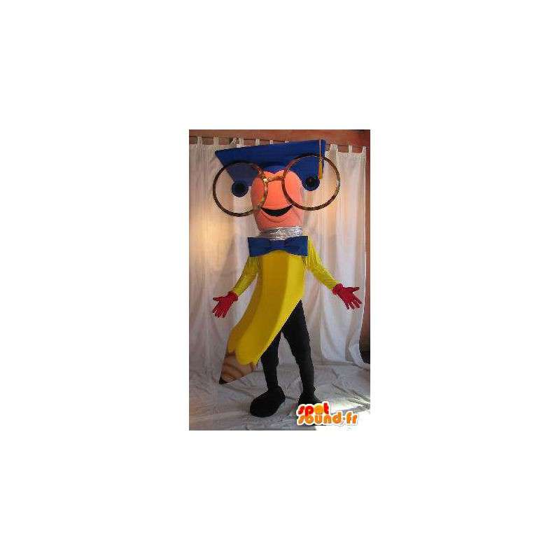 Pencil-shaped mascot with big glasses - MASFR001551 - Mascots pencil
