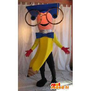 Pencil-shaped mascot with big glasses - MASFR001551 - Mascots pencil