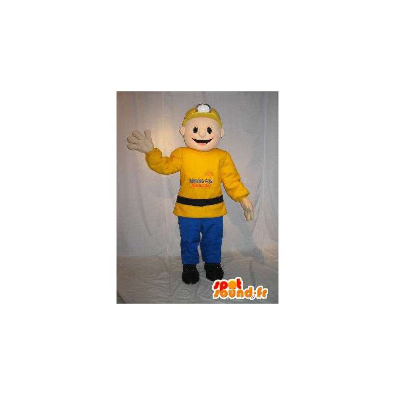 Amarelo mascote menor e de cor azul - MASFR001573 - Mascotes homem