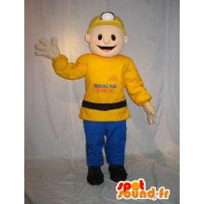Amarelo mascote menor e de cor azul - MASFR001573 - Mascotes homem