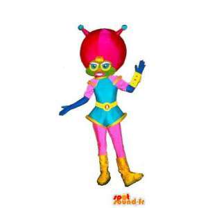 Espaço mascote Ant, terno azul e rosa - MASFR001574 - Ant Mascotes