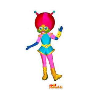 Espaço mascote Ant, terno azul e rosa - MASFR001574 - Ant Mascotes