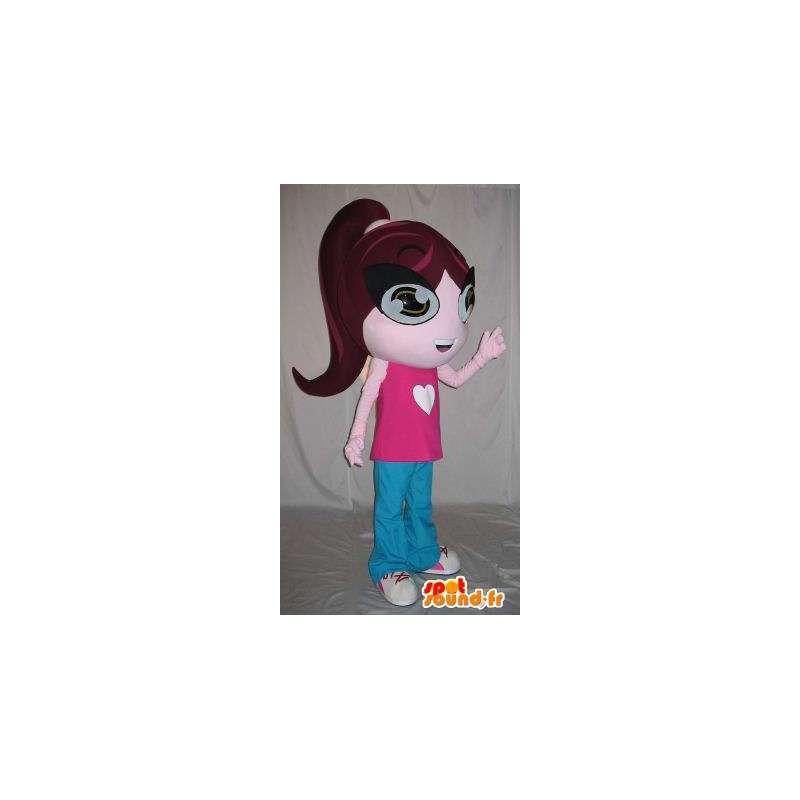 Menina estudiosa traje na roupa rosa e azul - MASFR001577 - Mascotes Boys and Girls