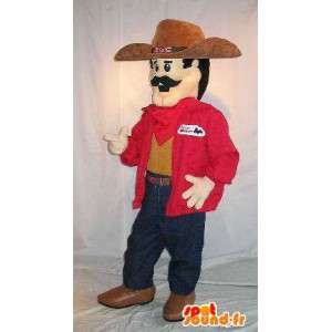 Cowboy maskotti nykyaikana mustachioed - MASFR001579 - Mascottes Homme