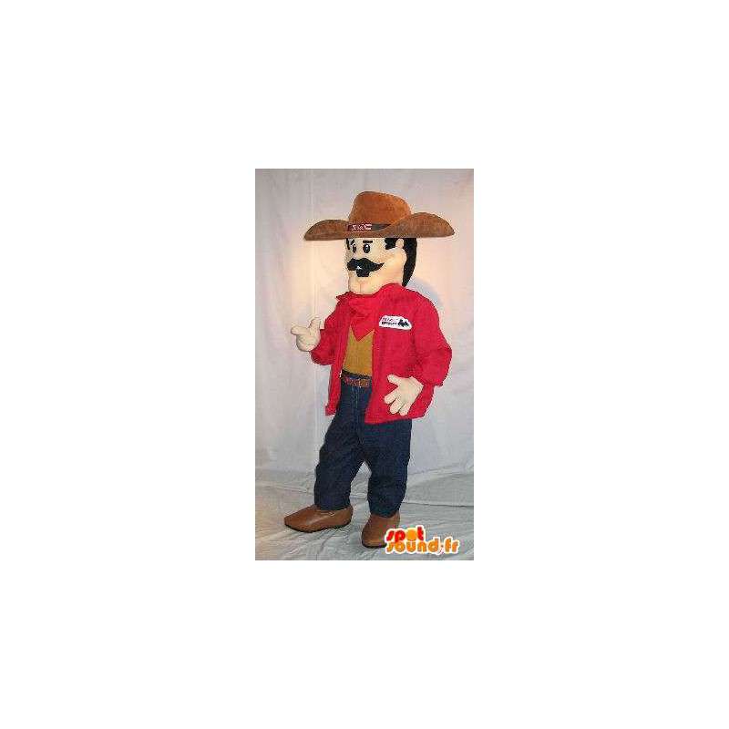 Mascote cowboy dos tempos modernos, bigodudo - MASFR001579 - Mascotes homem