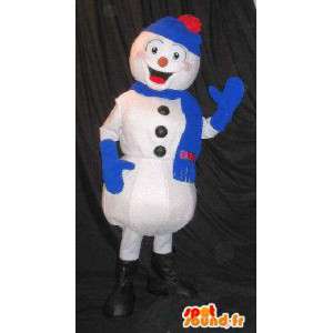 Snowman maskot, forklædt med blå vinter sæt - Spotsound maskot