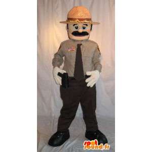 Amerykańska policja Mascot z pistoletu i kapelusz - MASFR001583 - Mężczyzna Maskotki