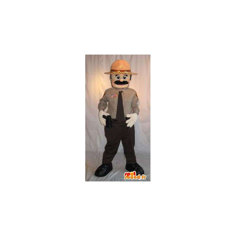 Americká policie Mascot s pistolí a klobouk - MASFR001583 - Man Maskoti