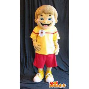 Mascot of a young boy dressed in red and yellow summer - MASFR001585 - Mascots boys and girls