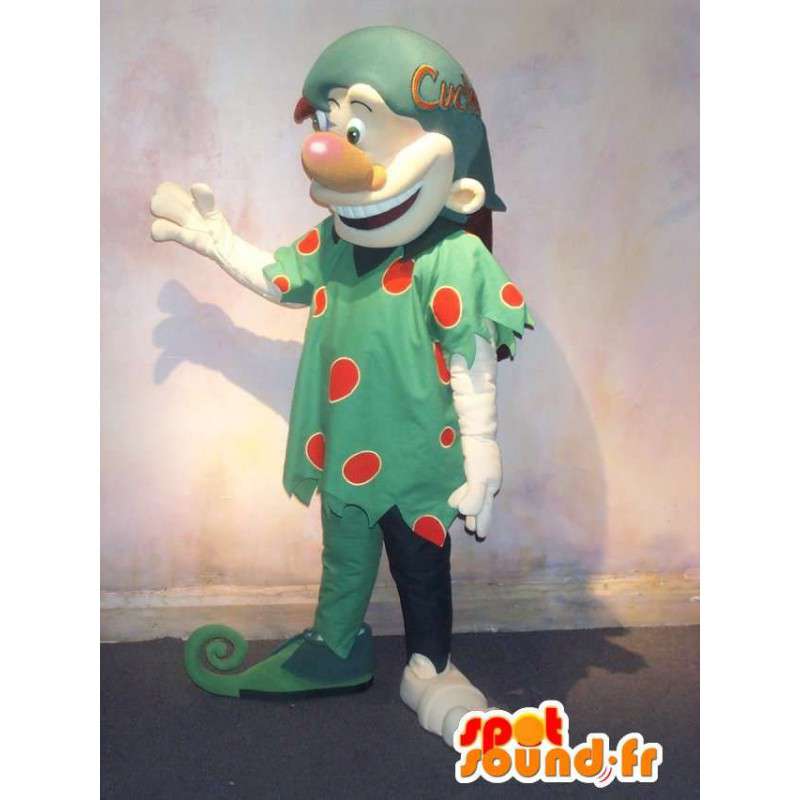 Troll elf maskotka ubrana w zielony z czerwonym wagi - MASFR001589 - wymarłe zwierzęta Maskotki