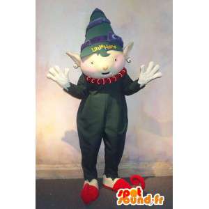 Mascotte con il suo bambino elfo verde pagliaccetto - MASFR001592 - Bambino mascotte