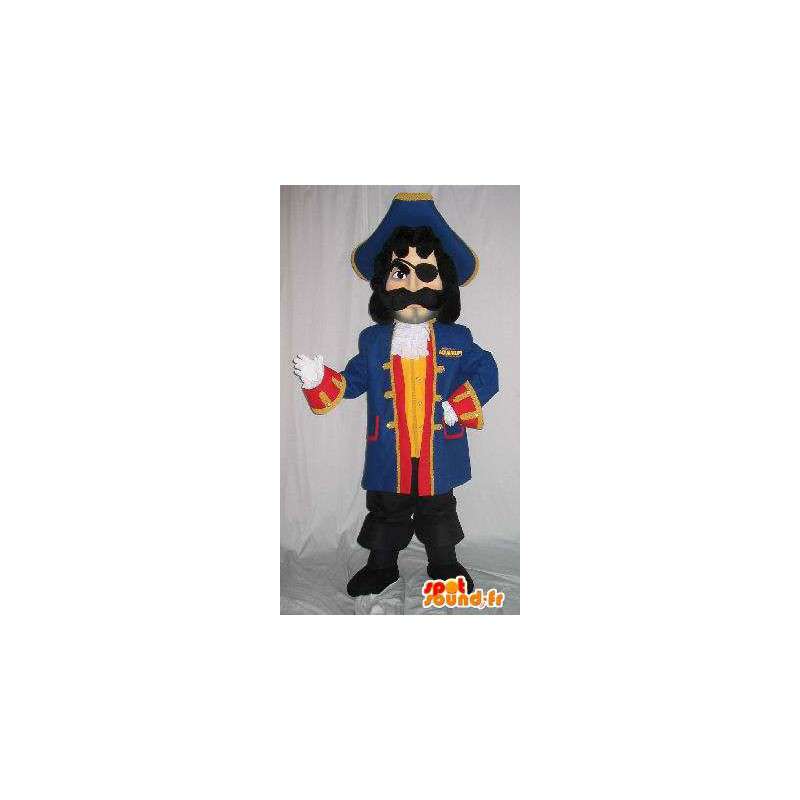 Homem mascote do pirata, terno azul e acessório - MASFR001614 - Mascotes homem