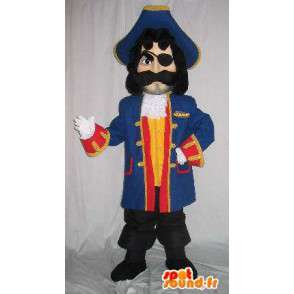 Homem mascote do pirata, terno azul e acessório - MASFR001614 - Mascotes homem