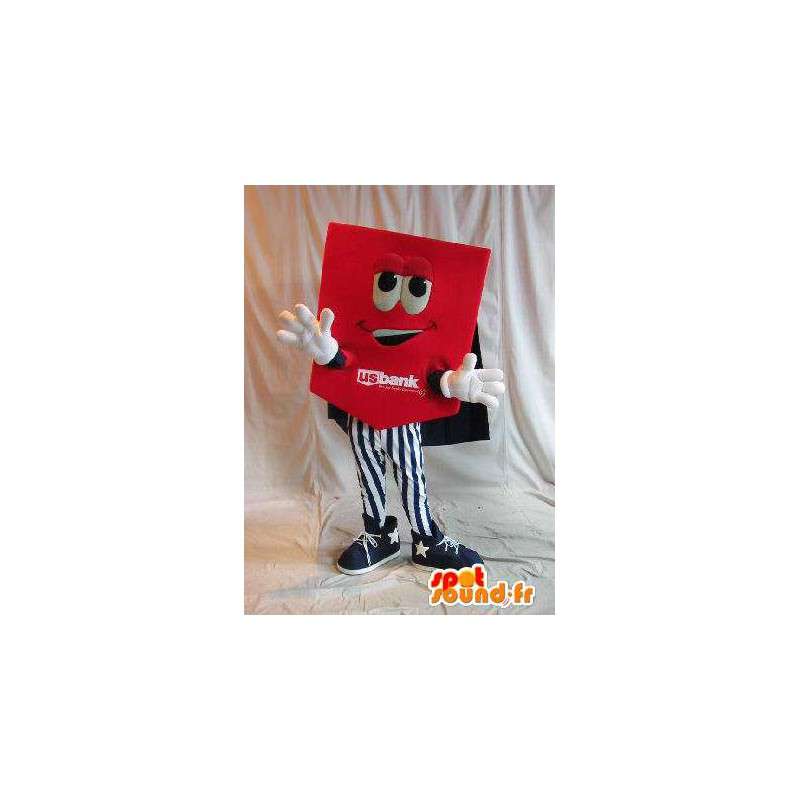 Cartão mascote vermelha dupla face, disfarce reversível - MASFR001644 - objetos mascotes