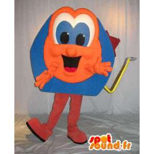 Meter-formet maskot oransje og blå, DIY forkledning - MASFR001649 - Maskoter gjenstander