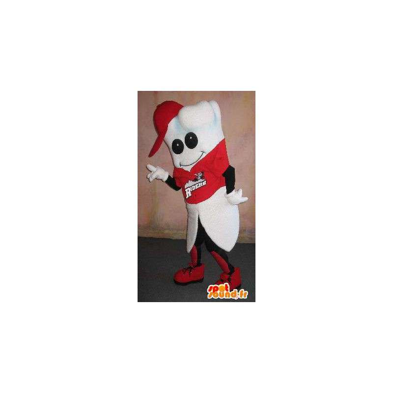 Mascotte de dent, habillée en supporter, déguisement sport santé - MASFR001653 - Mascotte sportives