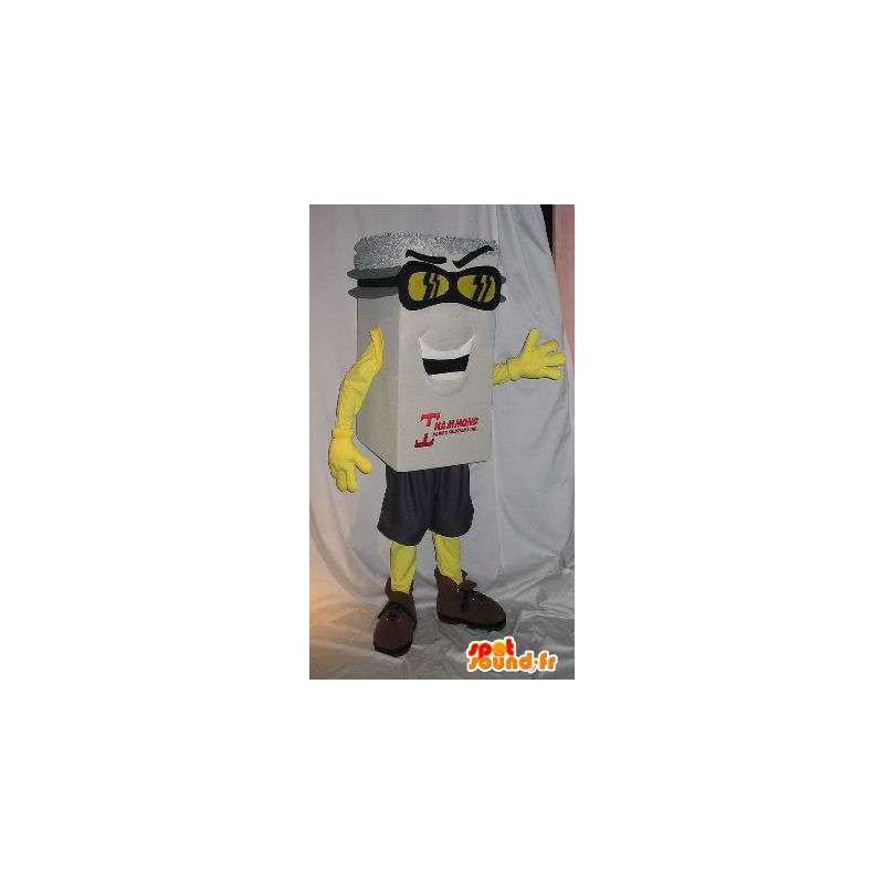 Mascot wit pakket, zilver hoed, totalisator vermomming - MASFR001656 - mascottes objecten