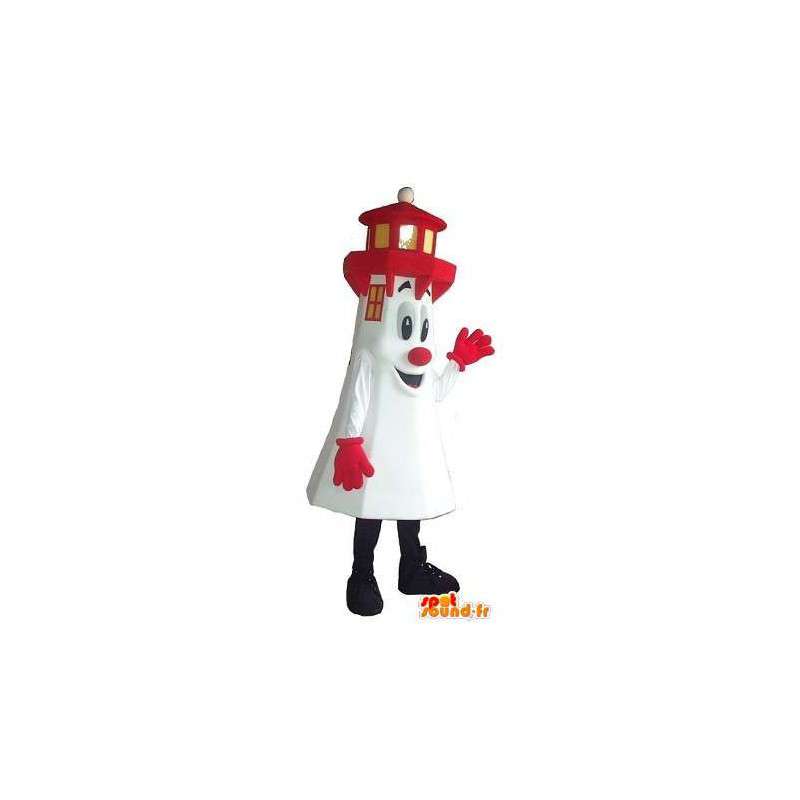 Faro de la mascota del traje blanco y rojo Breton - MASFR001674 - Mascotas de objetos