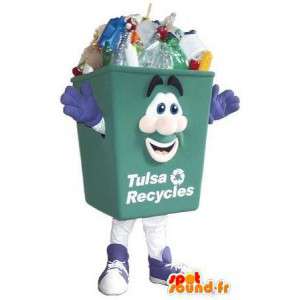 Maskot zelená recyklace čistota bin kostým
