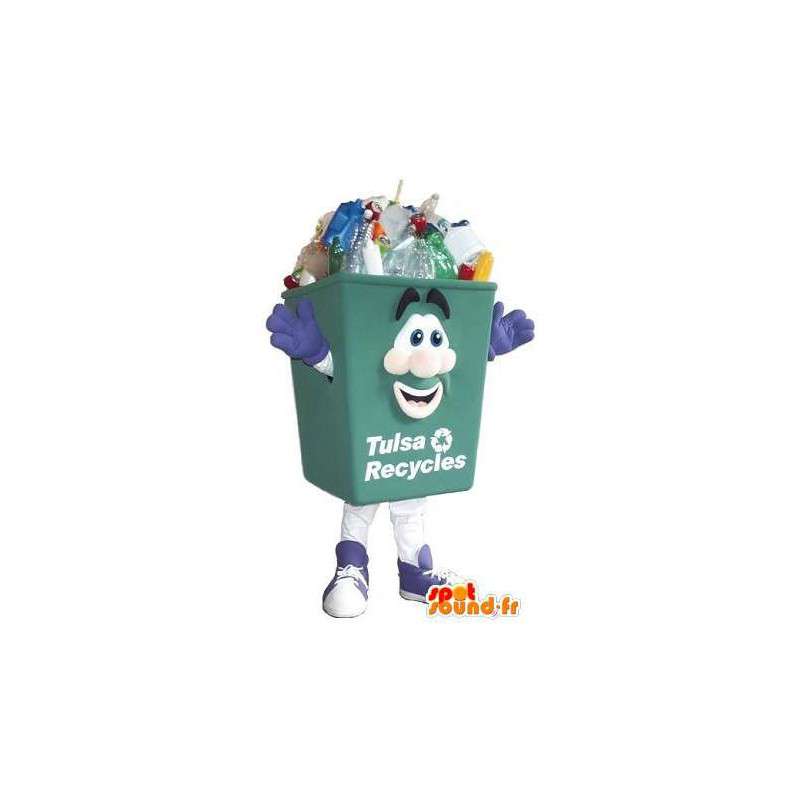 Mascot green recycling bin, clean disguise - MASFR001680 - Mascots home