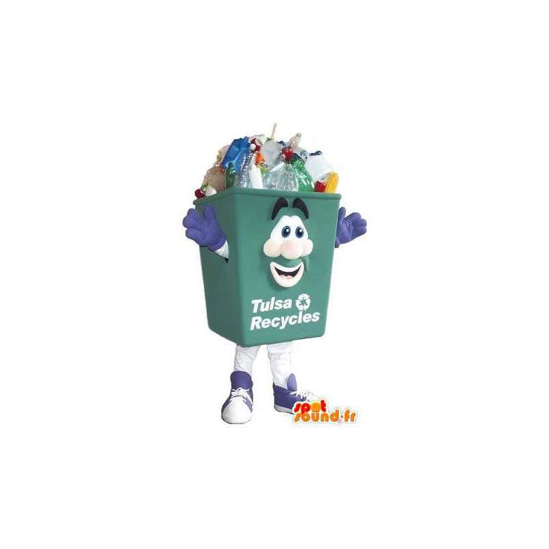 Mascot groene recycling netheid bin kostuum - MASFR001680 - mascottes Huis