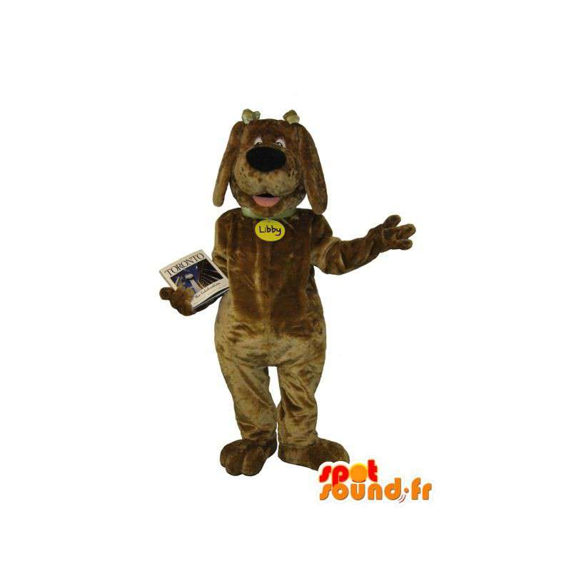 Mascotte de chien joyeux, marron clair, déguisement de chien - MASFR001698 - Mascottes de chien