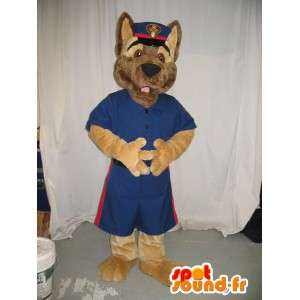 Mascotte de loup en uniforme d'agent de sécurité américain - MASFR001701 - Mascottes Loup