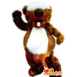 Beaver Mascot med dusk på øynene, gnager forkledning - MASFR001711 - Beaver Mascot
