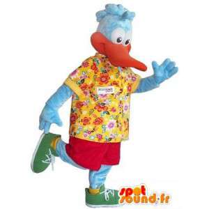 Duck mascot dressed Hawaiian tourist costume - MASFR001721 - Ducks mascot