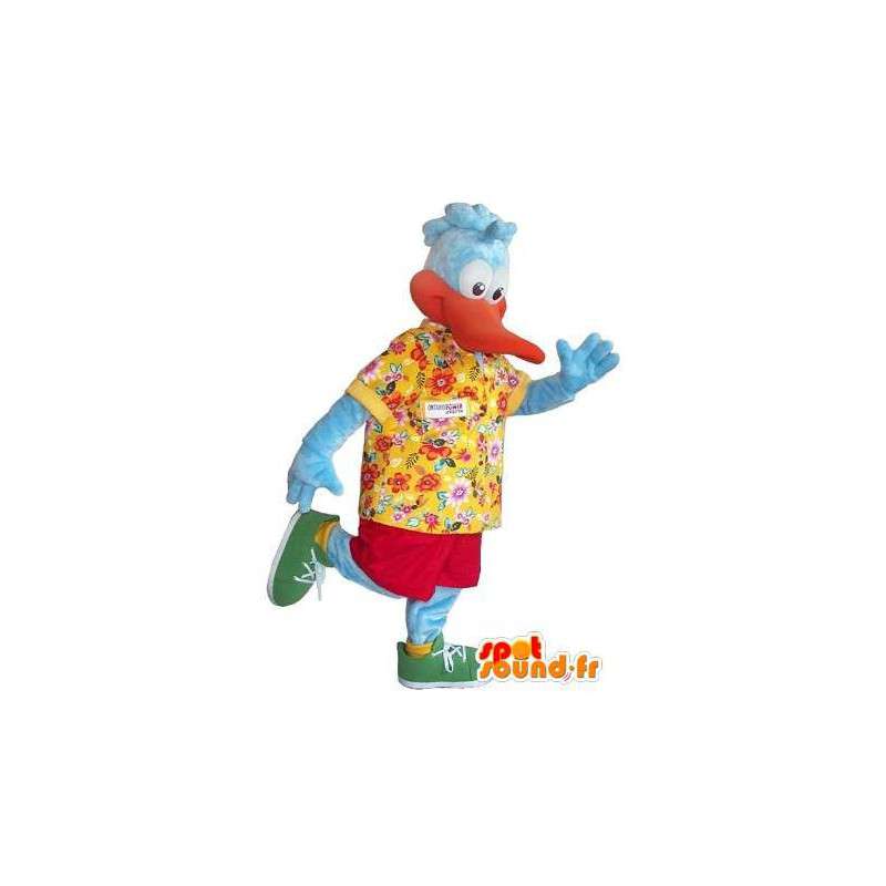 Duck mascot dressed Hawaiian tourist costume - MASFR001721 - Ducks mascot