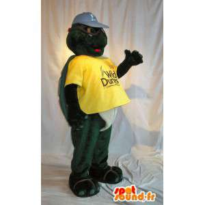 Turtle mascot holding yellow costume armor - MASFR001722 - Mascots turtle